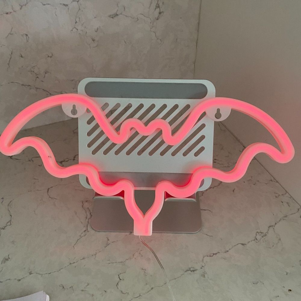 Bat Pink Neon Light Up LED Night Wall Hang‎ Halloween Decorative Battery Powered